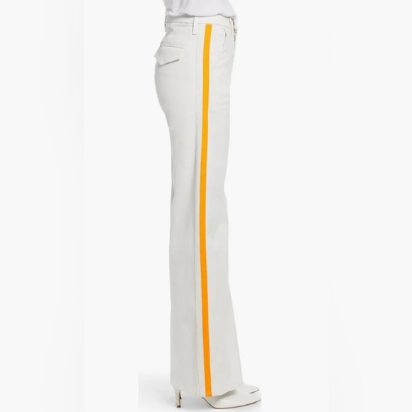 MOTHER The Roller Prep Chalk Orange Racer Stripe High Waist Flare Pants Size 26 - Picture 2 of 15